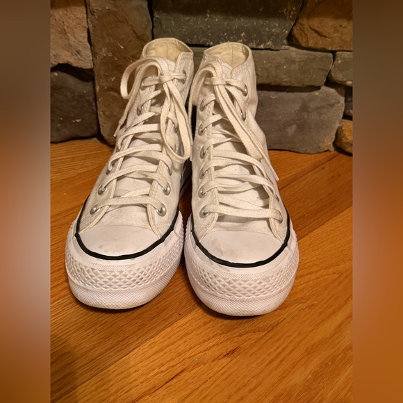 Converse white platform hi top sneakers women’s size 5.5 - Picture 2 of 6